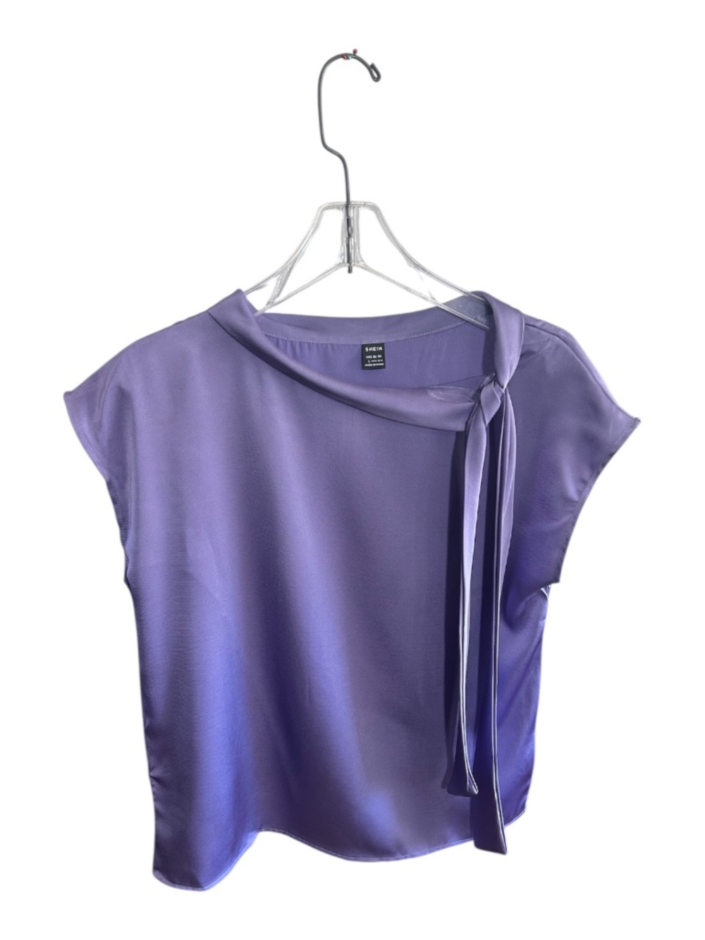 Shein Purple Satin Tie Top-Size L